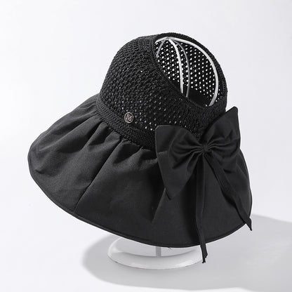 Women's Summer Wide Brim Sun Hat - Foldable Beach Visor with UV Protection