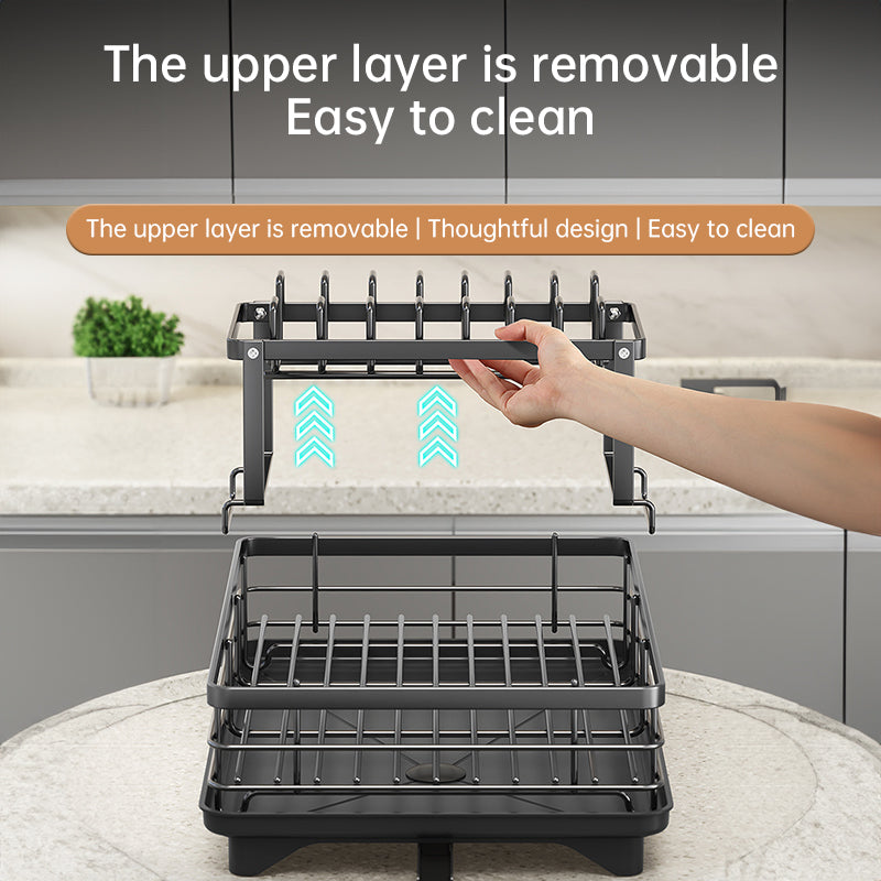 Premium Adjustable Stainless Steel Dish Drying Rack - Multi-Functional Kitchen Sink Organizer & Plate Holder (Rust-Proof)