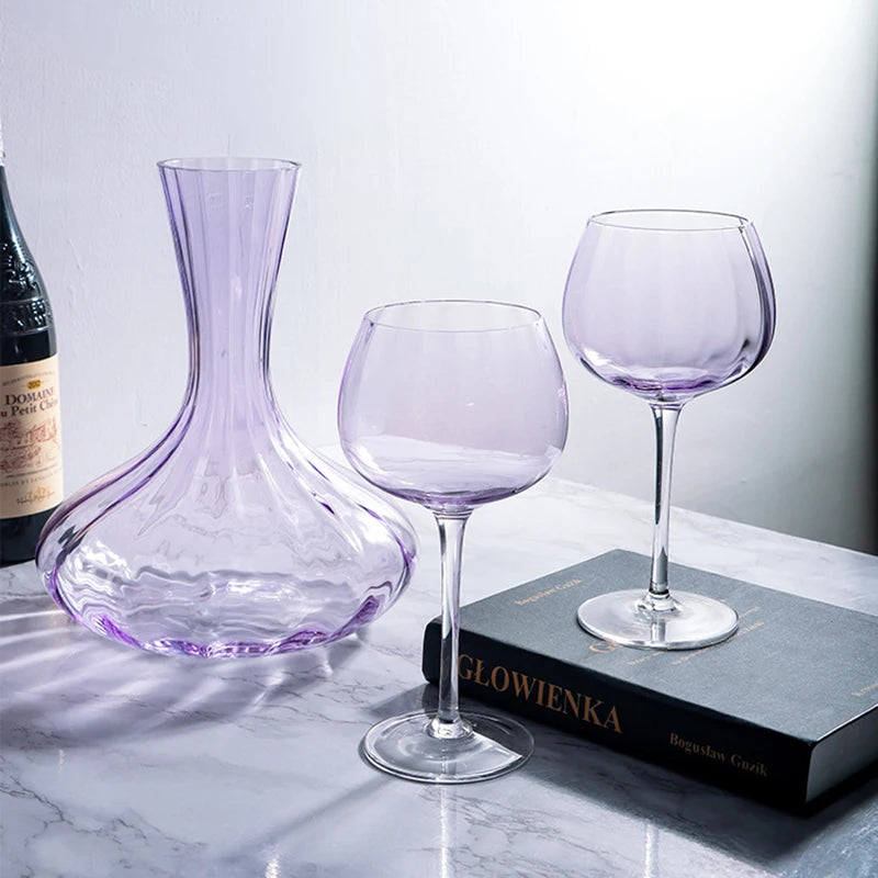 Luxury Lavender Crystal Wine Glass & Champagne Goblet Set | Nordic Style