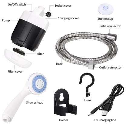USB Rechargeable Portable Shower Pump | Outdoor Camping Bathing Kit