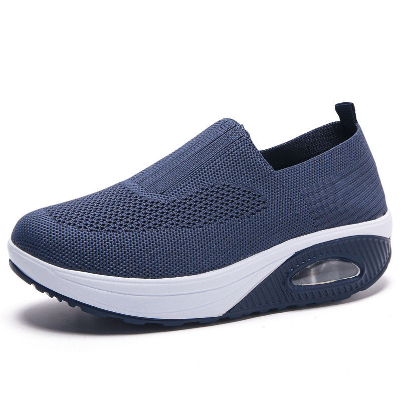 Women's Slip-On Flyknit Shoes - Thick Air Cushion Soft Sole Sneakers