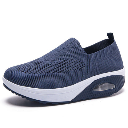 Women's Slip-On Flyknit Shoes - Thick Air Cushion Soft Sole Sneakers