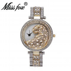 Elegant Bling Quartz Gold Watch - Women's Fashion Leopard Clock