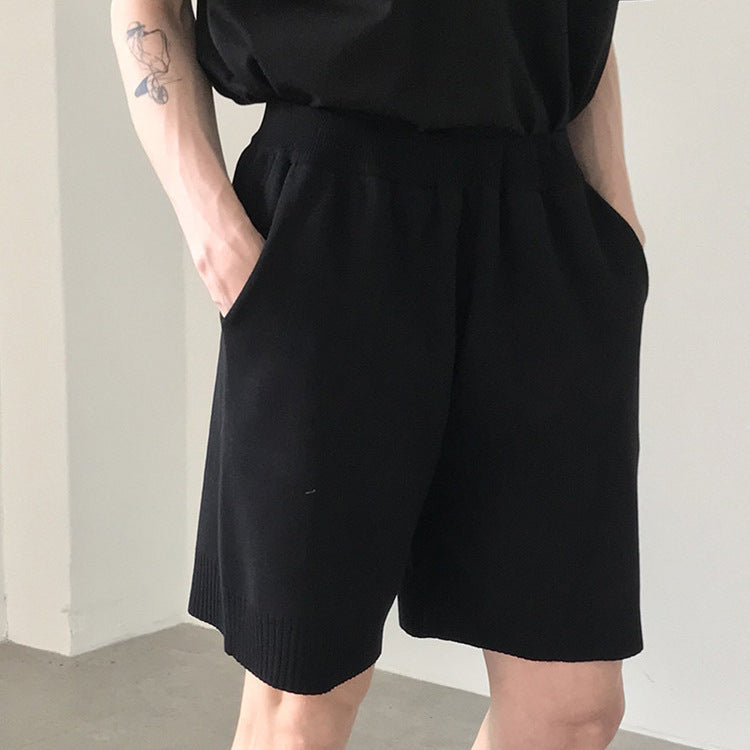 Premium Ice Silk Knitted Shorts - Ultra-Breathable Casual Loose Five-Quarter Pants