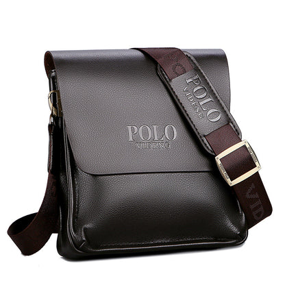 Men's Black Faux Leather Saddle Crossbody Shoulder Bag with Zipper