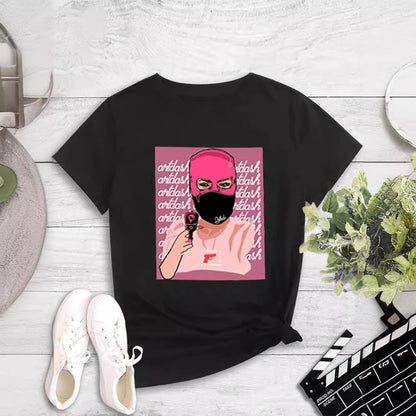 Fashionable Printed Crew Neck Pullover T-Shirt for Women