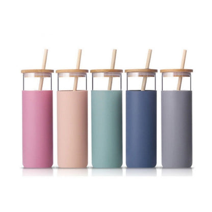 High Borosilicate Glass Tumbler with Bamboo Lid and Silicone Sleeve