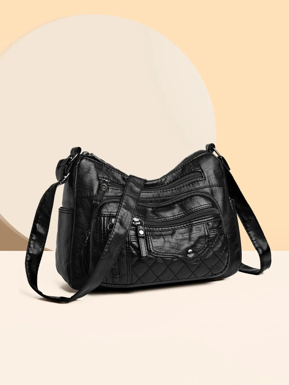Vintage Style PU Leather Multi-Pocket Crossbody Shoulder Bag