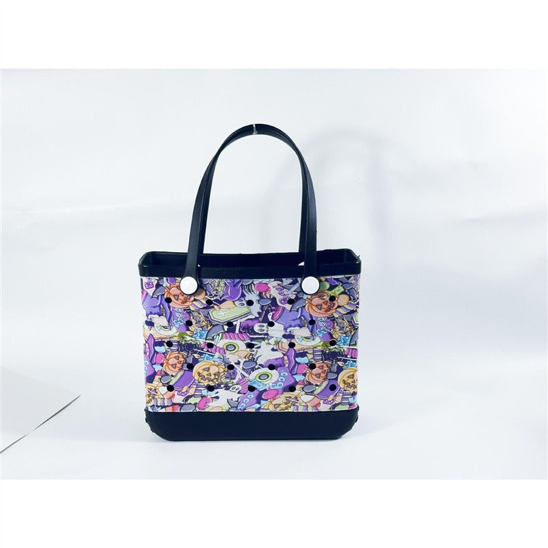 Printed EVA Beach Storage Bag - Waterproof Outdoor Basket & Handbag with Cow Print