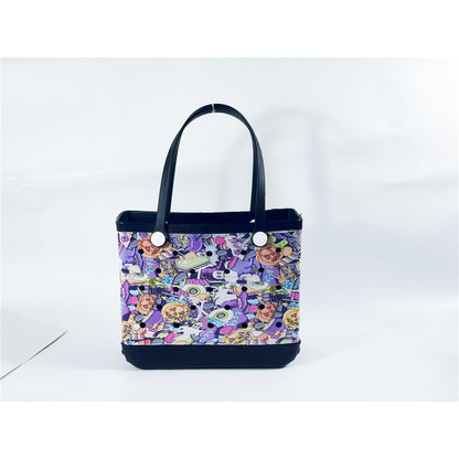 Printed EVA Beach Storage Bag - Waterproof Outdoor Basket & Handbag with Cow Print