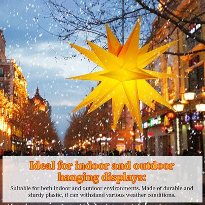 3D XXL LED Star Window Light (60cm) – Warm Glow | Hanging Christmas Decoration with Timer (IP44)