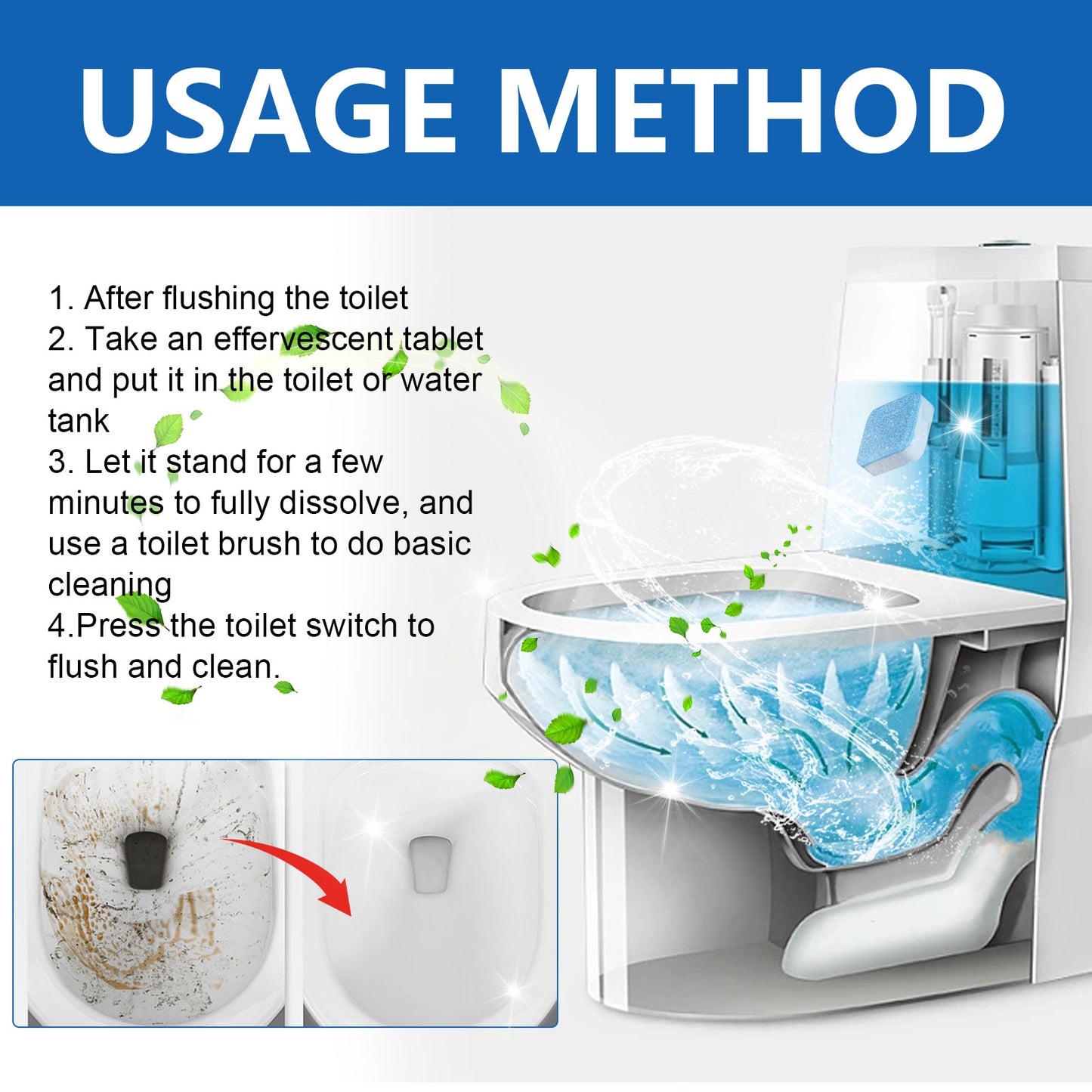 Jue-Fish Foam Toilet Cleaner - 12pcs Pack for Long-lasting Hygiene & Fragrance