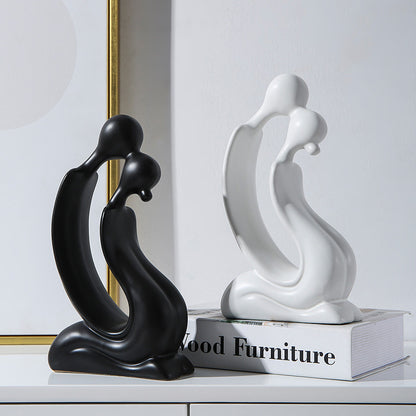 Creative Artistic Figure Ornament – Luxury Black Abstract Figurine for Living Room