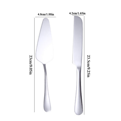 Personalized Custom Stainless Steel Cake Knife & Spatula Set for Weddings & Parties