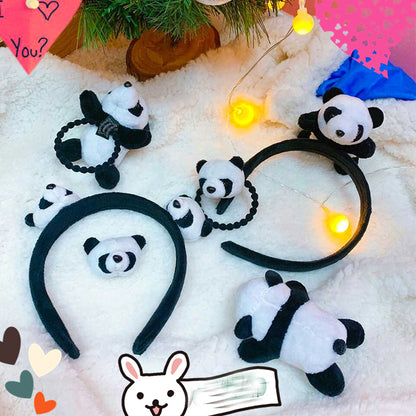 Cute Plush Panda Headband - Korean Style Soft Doll Hair Accessories for Girls