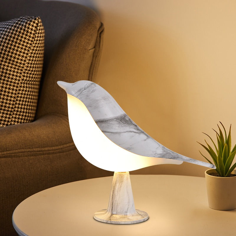 Creative Wooden Bird Table Lamp - 3-Color Dimmable Touch Night Light for Bedroom & Reading