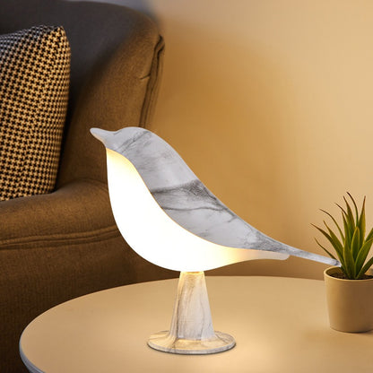 Creative Wooden Bird Table Lamp - 3-Color Dimmable Touch Night Light for Bedroom & Reading