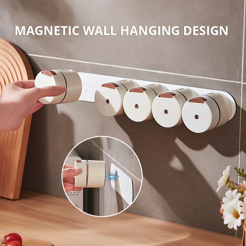 Wall Mounted Magnetic Seasoning Box Set - Quantitative Spice Jars with Magnetic Strip for Space-Saving Kitchen Storage