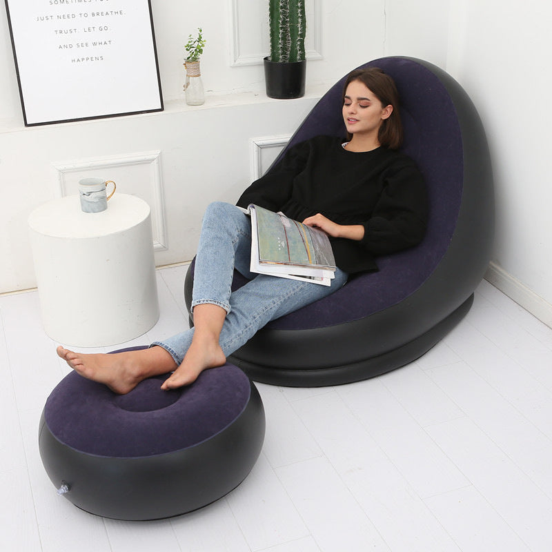 Inflatable Lazy Sofa Chair with Leg Rest | Comfortable Air Mattress Beanbag for Home & Outdoor Use