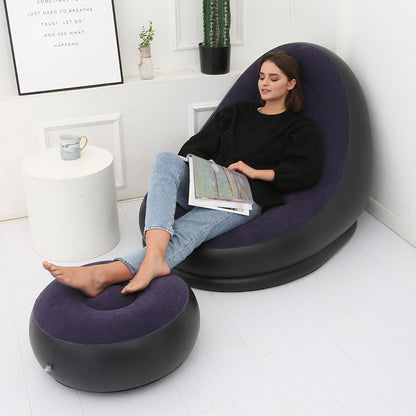 Inflatable Lazy Sofa Chair with Leg Rest | Comfortable Air Mattress Beanbag for Home & Outdoor Use