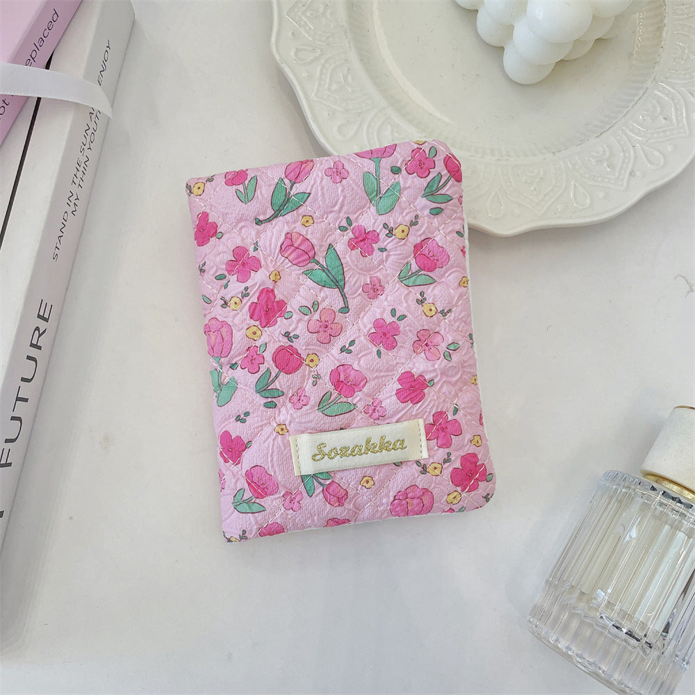 Cute Embossed Cartoon Passport Protection Cover - Quilted Fabric Travel Document Bag & Card Holder