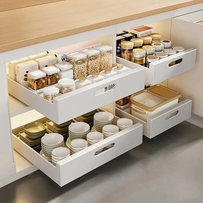 Multi-Purpose Pull-Out Kitchen Drawer Organizer – Sliding Storage Rack for Dishes, Spice Jars & Cabinets