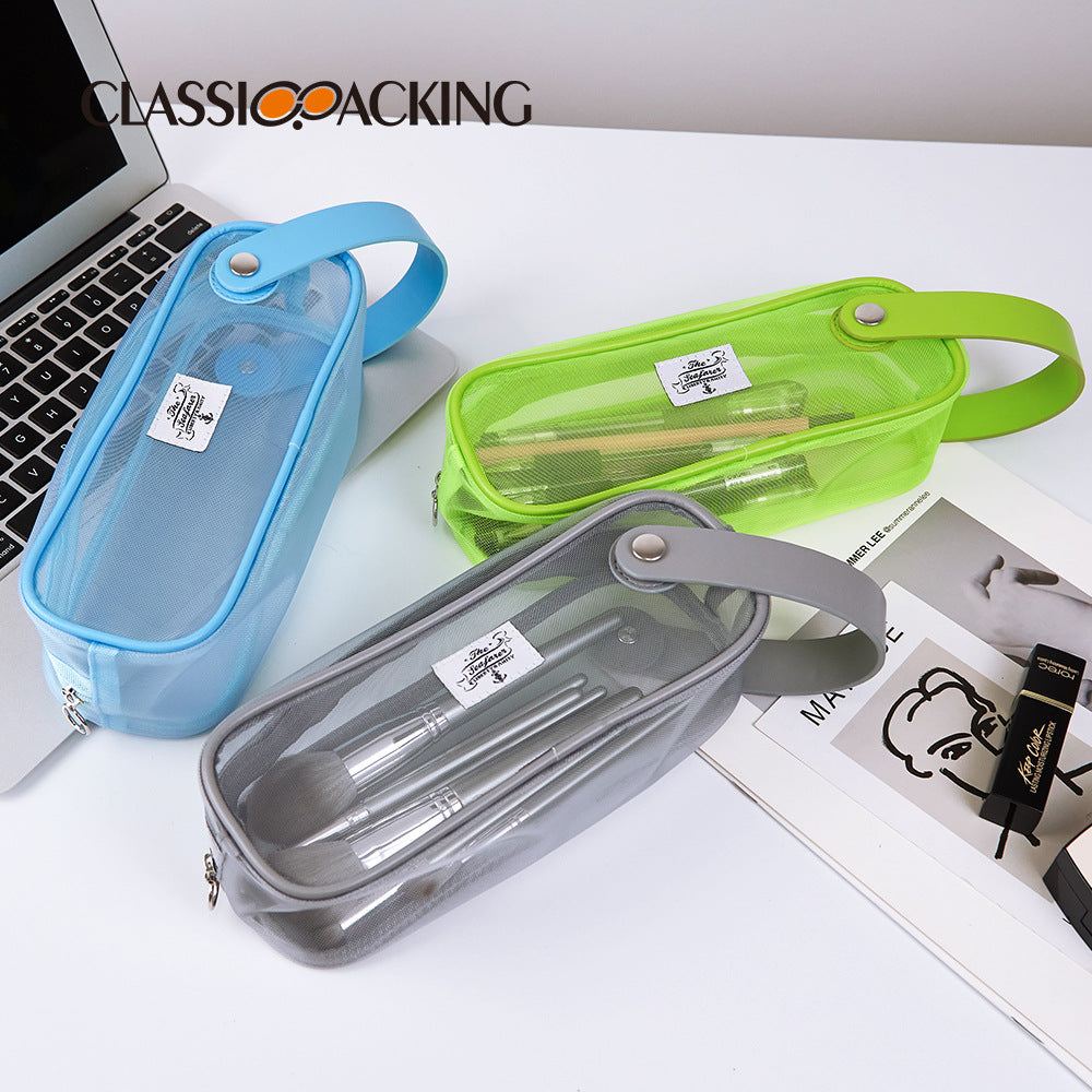 Portable Stationery Bag Student Mesh Transparent Pencil Case