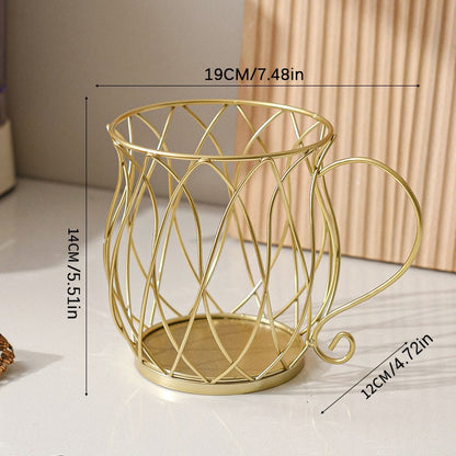 Elegant Mug-Shaped Coffee Pod Holder - Large Capacity Metal Capsule Organizer