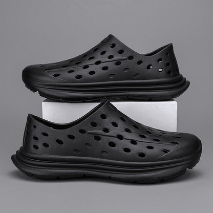 Men's Hollow Hole Beach Shoes - Fashionable Casual Soft Soled One Foot Sandals