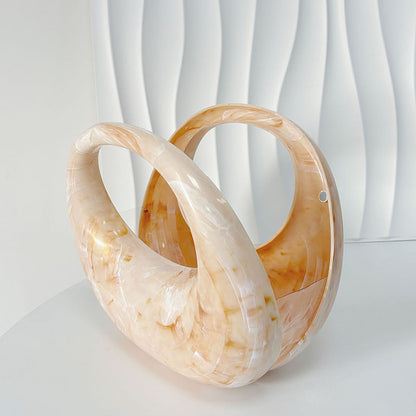Elegant Stone Pattern Resin Handbag with Chain Strap