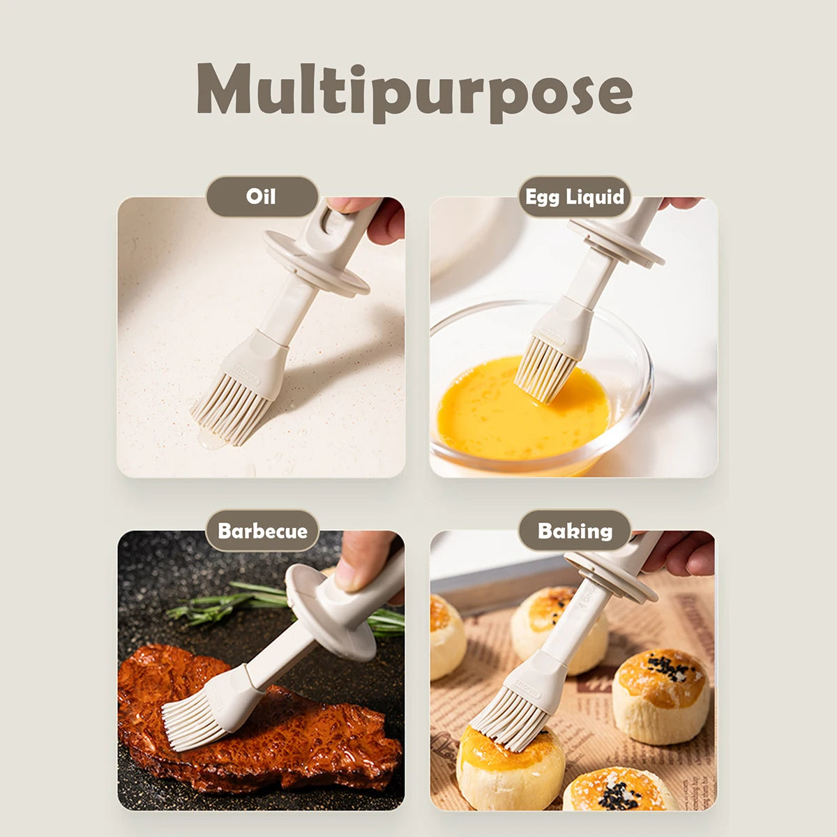 2-in-1 Silicone Oil Brush & Dispenser Bottle - Heat Resistant Telescopic Basting Brush for BBQ, Baking & Kitchen