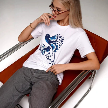 Women's Casual White Loose Round Neck Short Sleeved Tee
