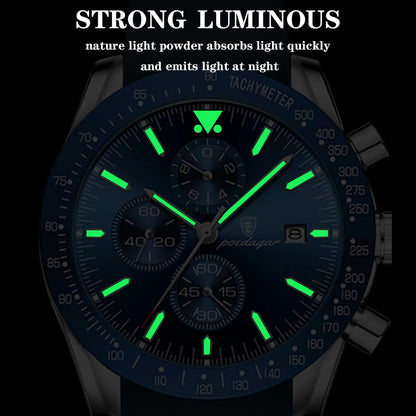 Multi-Functional Blue Dial Men's Business Watch - Premium Sports Watch with Silicone Strap