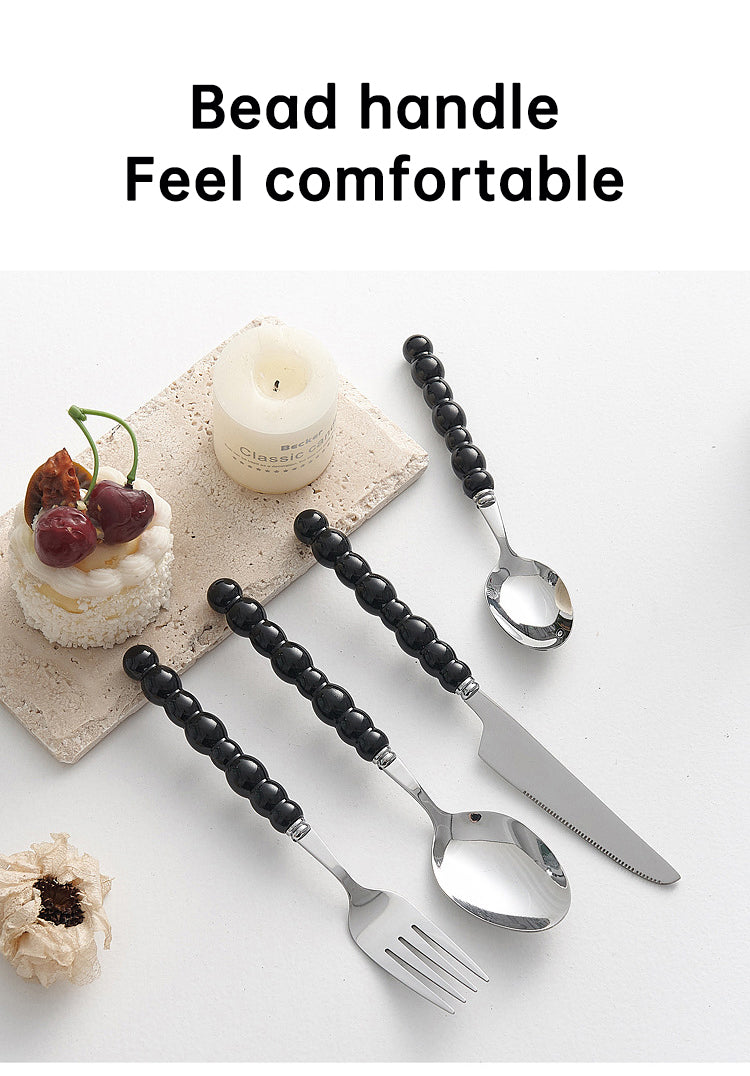 4-Piece Designer Pearl Handle Cutlery Set - Elegant Emerald Green & Stainless Steel Flatware