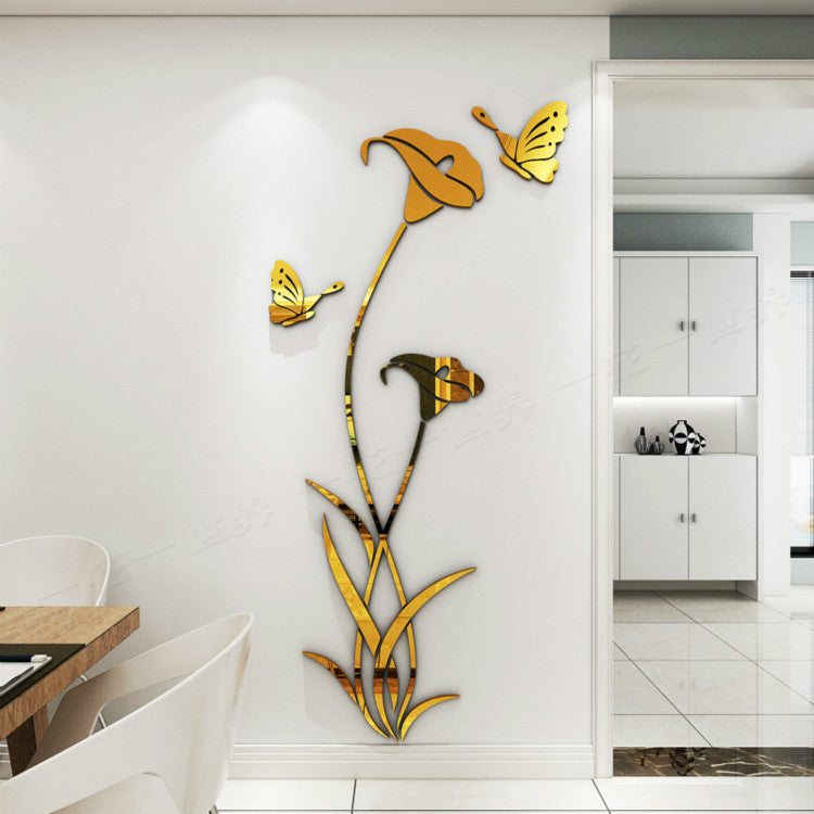3D Crystal Acrylic Lily Wall Stickers – Creative Floral Wall Art for Living Room & Bedroom