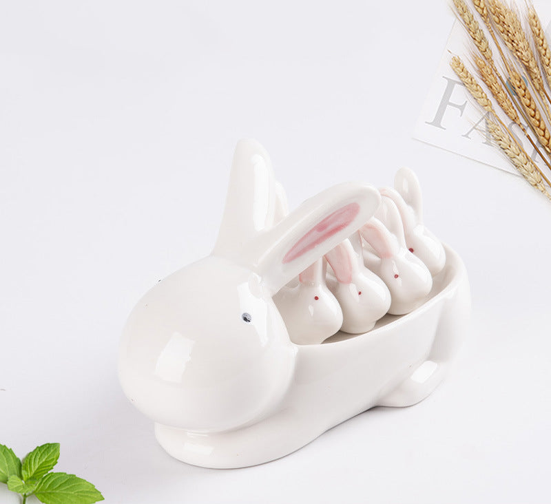 Cute Ceramic Duck Chopstick Holder and Tableware Rest Set