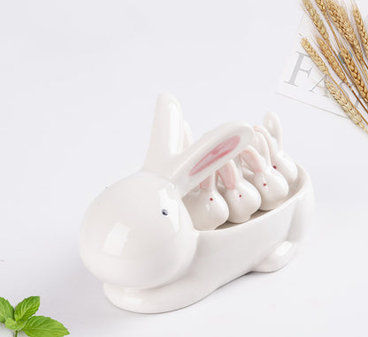 Cute Ceramic Duck Chopstick Holder and Tableware Rest Set