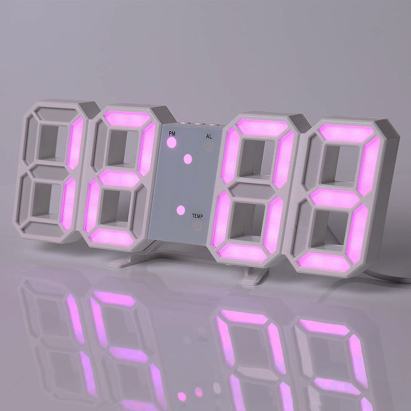 3D LED Digital Alarm Clock - Modern Wall & Desk Clock with Colorful Display