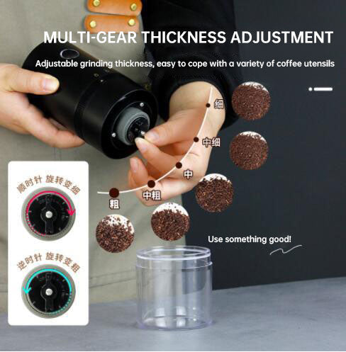 Portable USB Rechargeable Electric Coffee Bean Grinder with Adjustable Coarseness