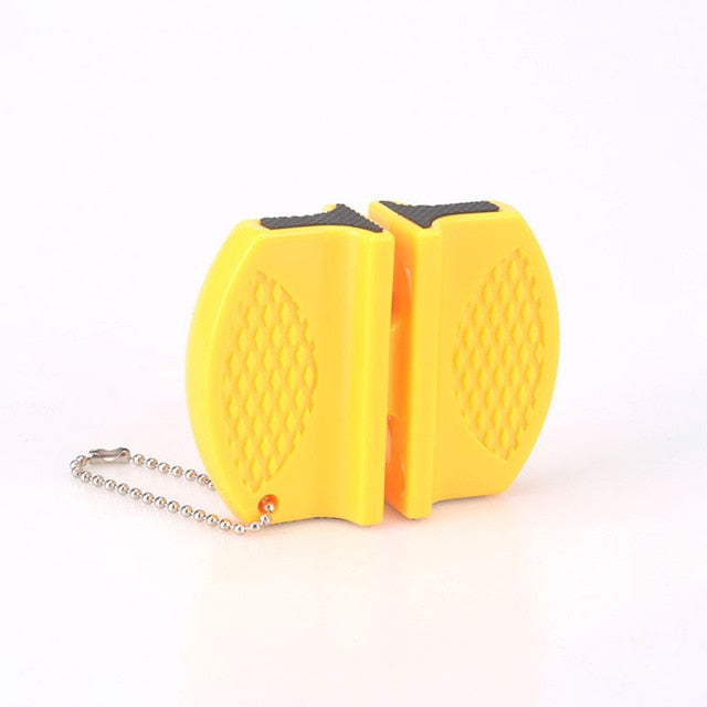 ONEUP Mini Portable Knife Sharpener - Two-Stage Tungsten & Ceramic Rod Sharpener with Butterfly Grip (Quick & Easy Sharpening)