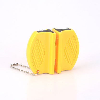ONEUP Mini Portable Knife Sharpener - Two-Stage Tungsten & Ceramic Rod Sharpener with Butterfly Grip (Quick & Easy Sharpening)