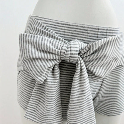 Trendy Low-Waisted Striped Shorts with Big Front Bow