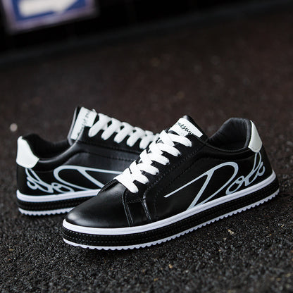 Men's Versatile Flat Casual Shoes - Trendy White Student Sports Board Sneakers