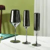 Luxury Electroplated Smoky Gray Crystal Glass | Modern Black Brandy & Whiskey Goblet