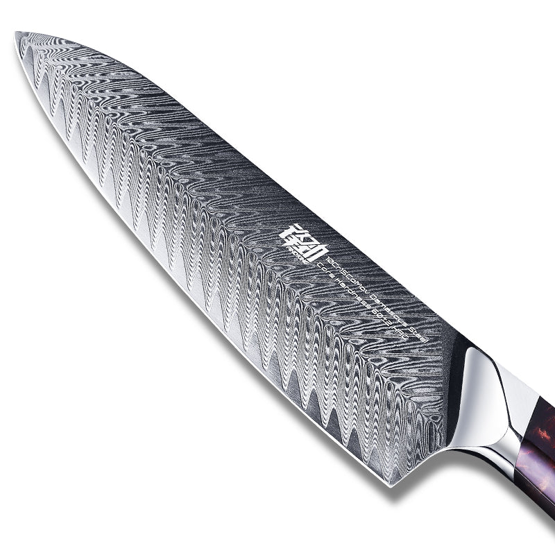 Fengjin Damascus Pattern Western Chef's Knife with Resin Handle