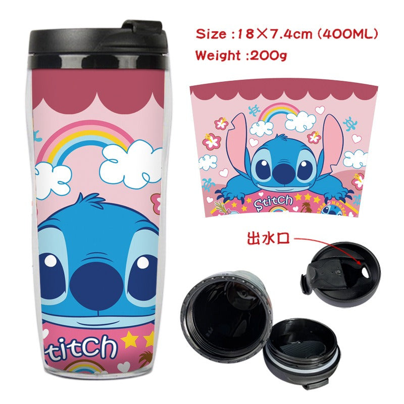 Cute Stitch Cartoon Double-Layer Insulated Travel Mug - 400ml
