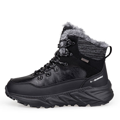 Winter Outdoor Fleece-Lined Snow Boots – Warm Mid-Cut Height Increasing Walking Shoes for Men & Women