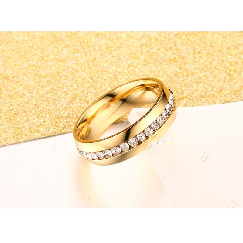6mm Stainless Steel Eternity Ring / Crystal Paved Wedding Band for Women / Full Diamond Engagement Ring