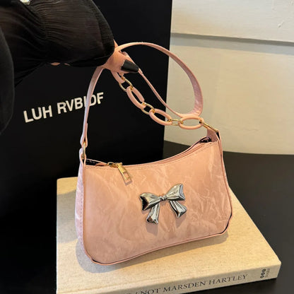 Mini Bow Accent PU Leather Crossbody Bag (Multiple Colors)
