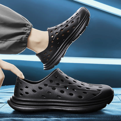 Men's Hollow Hole Beach Shoes - Fashionable Casual Soft Soled One Foot Sandals